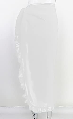 JFAN Pareos Playa Mujer Pareo Hawaiano Mujer de Cintura Ajustable Traje de BañO Vestido Falda Pareo Semi Transparente，Blanco,Talla única