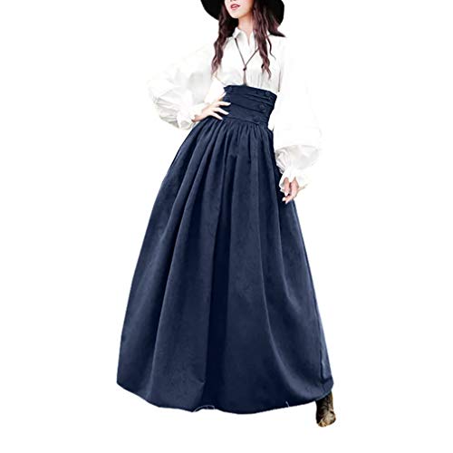 MEIHAOWEI Falda Larga para Mujer Faldas De La época Victoriana Vintage Renacimiento Gótico De Cintura Alta Trajes De Cosplay De Halloween
