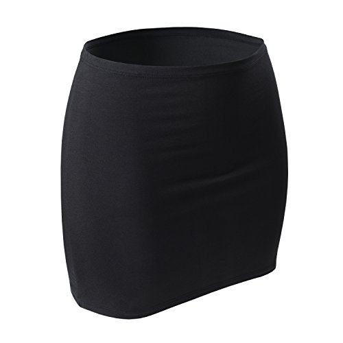 CFLEX - Minifalda de algodón, faja combinable, alargador para camiseta, para mujer negro azabache M-L