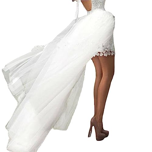 YJZQ - Falda de tul semi skirt para mujer, vestido de boda desmontable en falda para mujer, tutú, enagua irregular delantera corta larga 3 capas, longitud de falda deportiva para fiesta de baile, 125