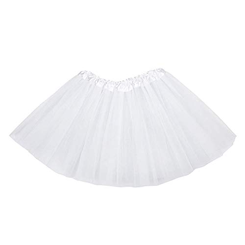 MUNDDY® - Tutu Elastico Tul 3 Capas 30 CM de Longitud para niña Bebe Distintas Colores Falda Disfraz Ballet (Blanco)