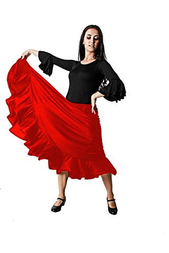 Costumizate! Falda de Baile Flamenco roja con un Volante para Mujer Adulta Talla s