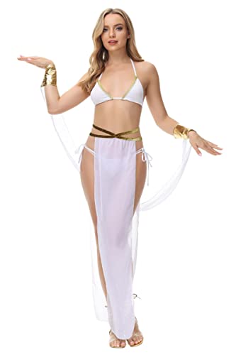 OKGD Disfraz de diosa griega + falda + tanga disfraz de Halloween, negro, M
