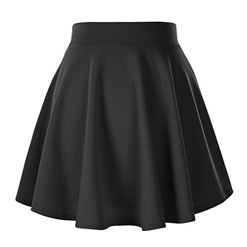 Urban GoCo Falda Mujer Elástica Plisada Básica Patinador Multifuncional Corto Falda (M, Negro)