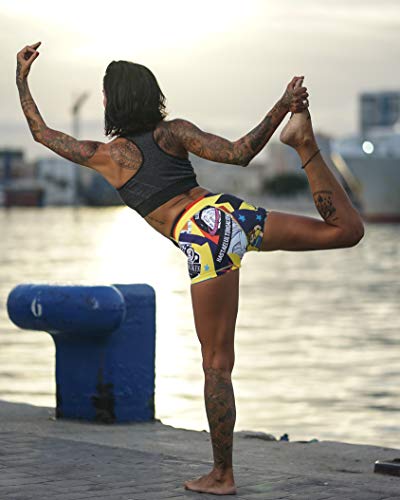 BANBROKEN Short Pantalón Corto Deportivo para Fitness Mujer, Gimnasio, Crosstrainning, Running, Halterofilia, Yoga, Gym (S, Rio)