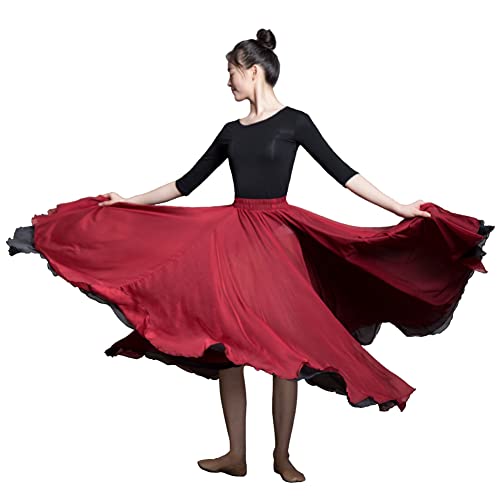 ROYAL SMEELA Falda de Flamenco Falda de Danza del Vientre 720 Grados Faldas Danza Vientre Mujer Faldas Danza Oriental Falda Flamenca Larga Falda Baile Flamenca Rojo Falda Baile del Vientre Adultos