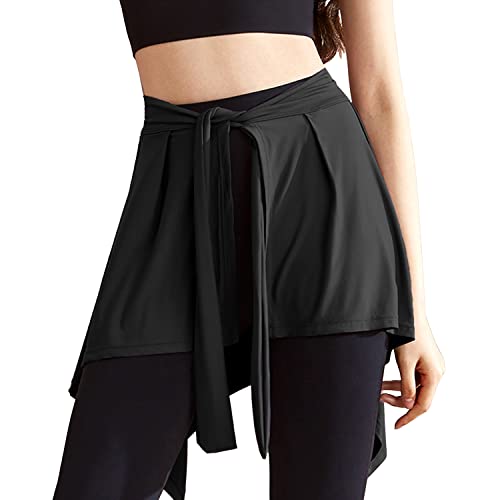 JFAN Faldas Deportivas para Mujer Ajustable Falda Pantalon Mujer de Secado rápido Falda Tenis Falda de Yoga como Prenda Exterior(Negro,Talla única)