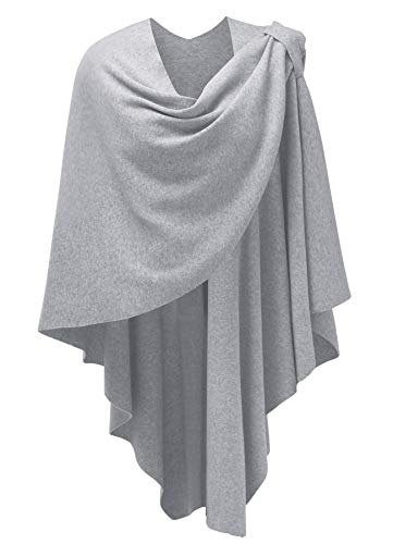 PULI Chal cruzado frontal para mujer, elegante ponchos finamente drapeados, capa de punto para vestido de noche, chales de boda, Cross Front-gray, talla única