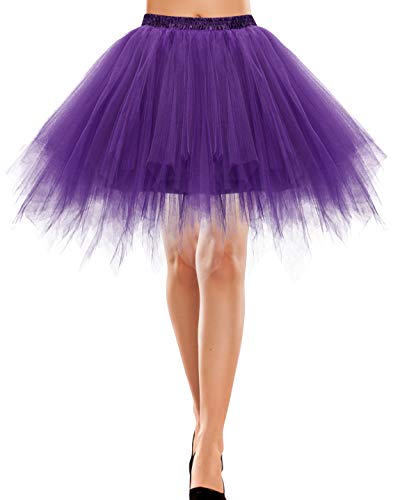 Bbonlinedress Faldas Tul Mujer Enaguas Cortas Tutus Ballet Mini para Vestidos Purple L