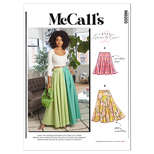 McCall's Sew Pattern M8205Y Y Y-Patrón de costura para faldas de mujer (tallas, multicolor, Y (XS-S-M)